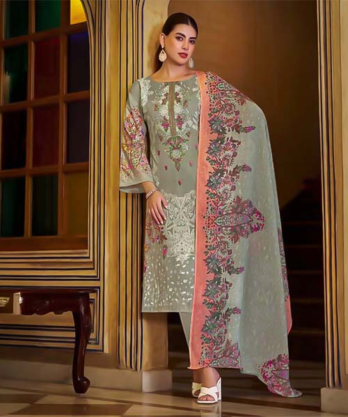 Grey Cotton Printed Salwar Kameez in mumbai