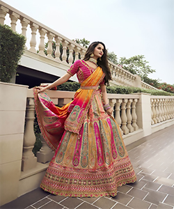 Multicolour BANARASI SILK Partywear Lehenga