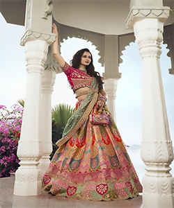 Multicolour BANARASI SILK Partywear Lehenga