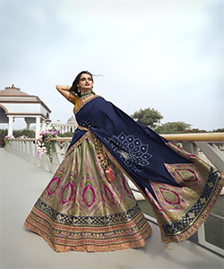 Multicolour BANARASI SILK Partywear Lehenga