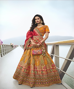 Multicolour BANARASI SILK Partywear Lehenga