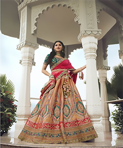 Multicolour BANARASI SILK Partywear Lehenga