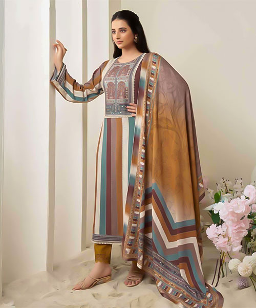 Yellow Viscose Muslin Casual Wear Salwar Kameez in ipswich
