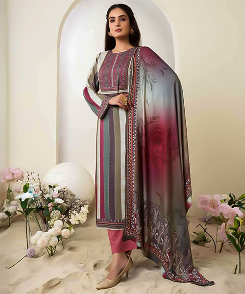 Magenta  Viscose Muslin Casual Wear Salwar Kameez in ipswich