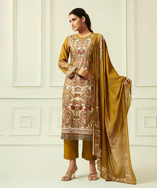 Yellow Viscose Muslin Casual Wear Salwar Kameez in australia
