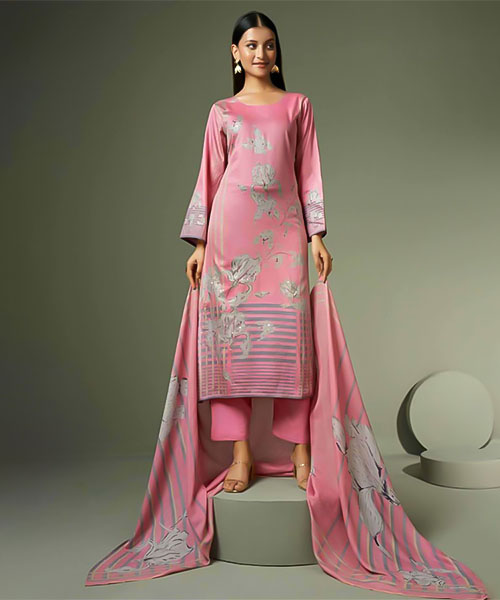 Pink  Jam Satin Casual Wear Salwar Kameez