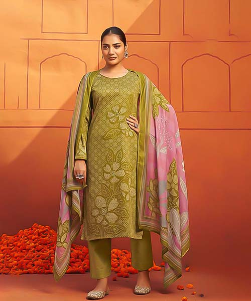 Mint Green Jam Satin Casual Wear Salwar Kameez