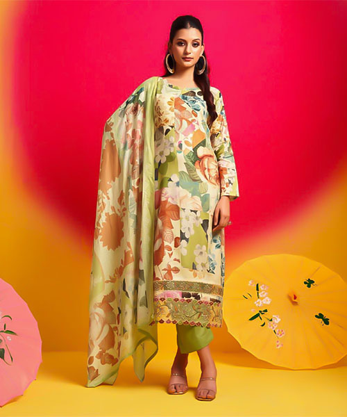 Green  Jam Satin Casual Wear Salwar Kameez in oxford