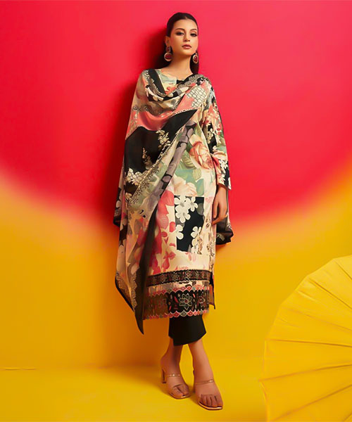Black  Jam Satin Casual Wear Salwar Kameez in oxford