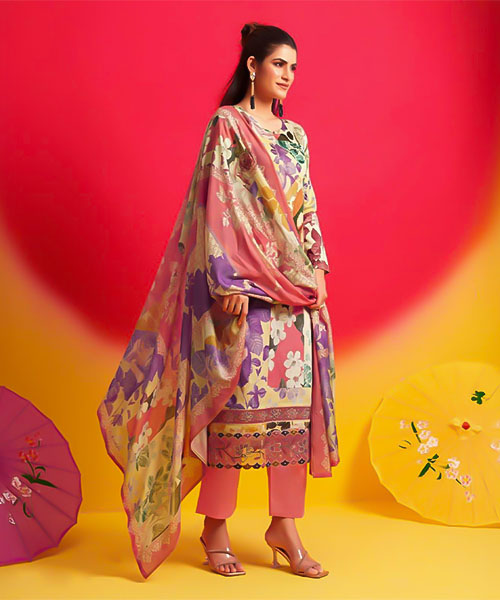 Orange Jam Satin Casual Wear Salwar Kameez in oxford