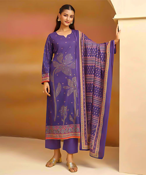 Violet  Cambric Cotton Casual Wear Salwar Kameez in northampton