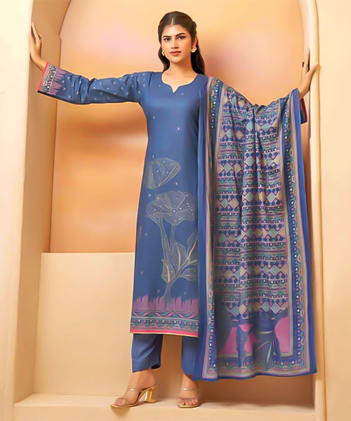 Blue Cambric Cotton Casual Wear Salwar Kameez in northampton