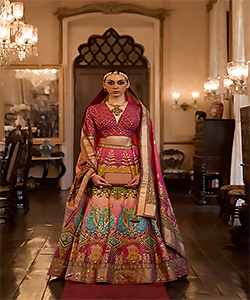 Multicolour SILK Partywear Lehenga