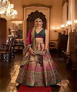 Multicolour SILK Partywear Lehenga