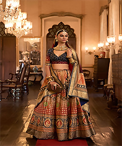 Multicolour SILK Partywear Lehenga