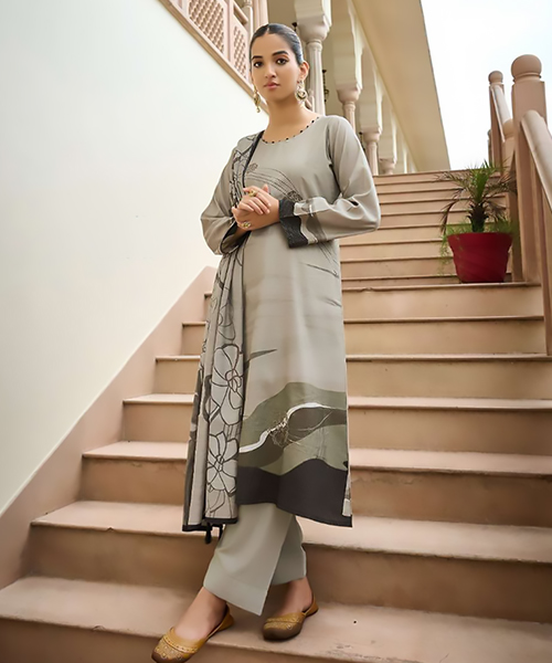 Grey Silk Casual Suit