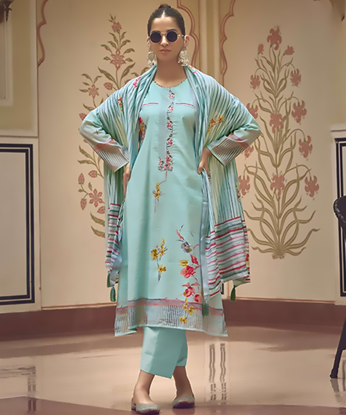 Sky blue Silk Casual Suit