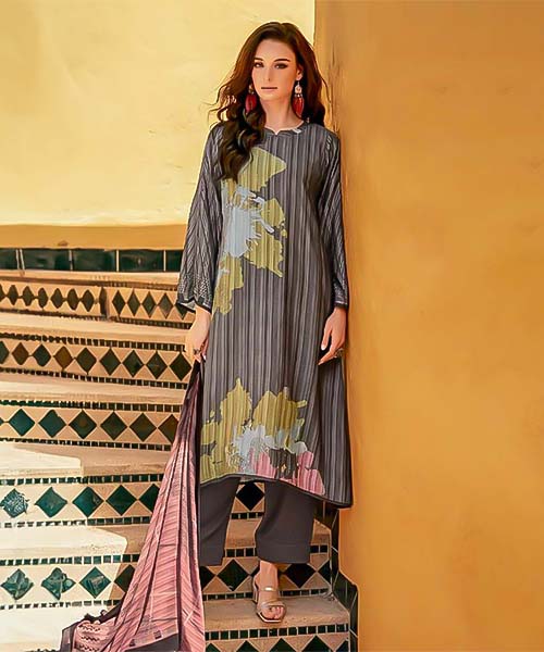 Black  Muslin Silk Casual Wear Salwar Kameez