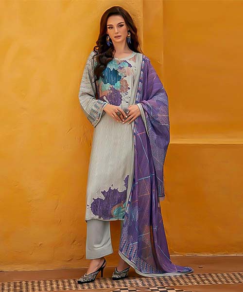 Cyan Muslin Silk Casual Wear Salwar Kameez