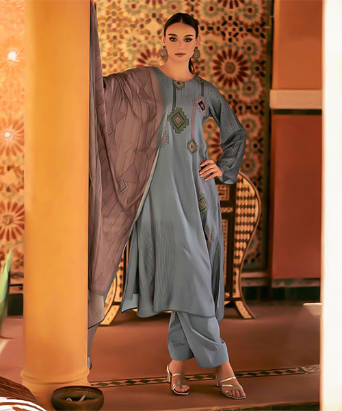 Grey Muslin Silk Casual Wear Salwar Kameez in seattle