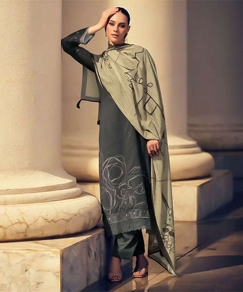Grey  Jam Cotton Casual Wear Salwar Kameez in bolton