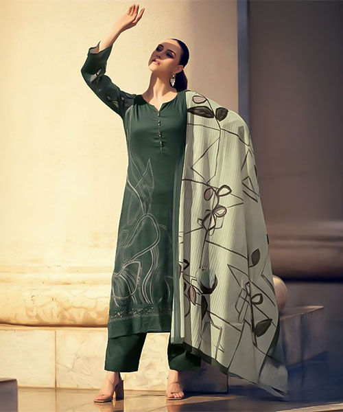 Green  Jam Cotton Casual Wear Salwar Kameez in bolton