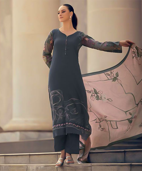 Blue Jam Cotton Casual Wear Salwar Kameez in bolton