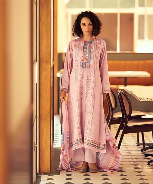 Pink  Jam Cotton Casual Wear Salwar Kameez