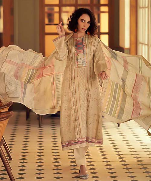 Yellow Jam Cotton Casual Wear Salwar Kameez