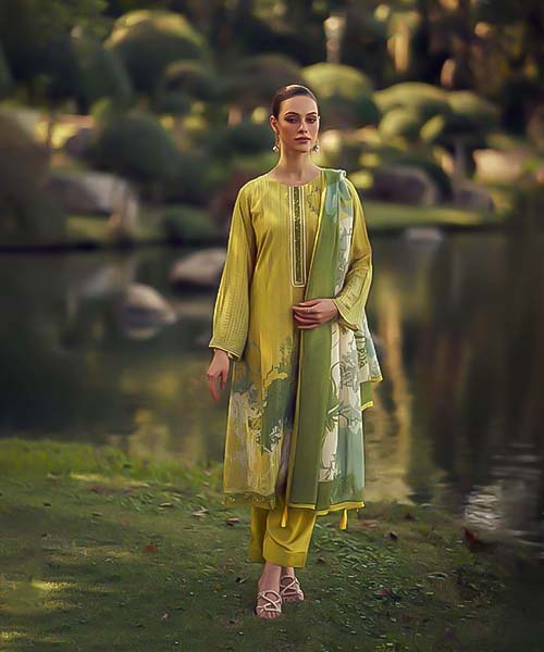 Mint Green Muslin Silk Casual Wear Salwar Kameez