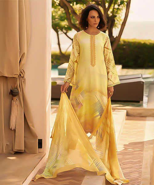 Yellow  Muslin Silk Casual Wear Salwar Kameez in mumbai