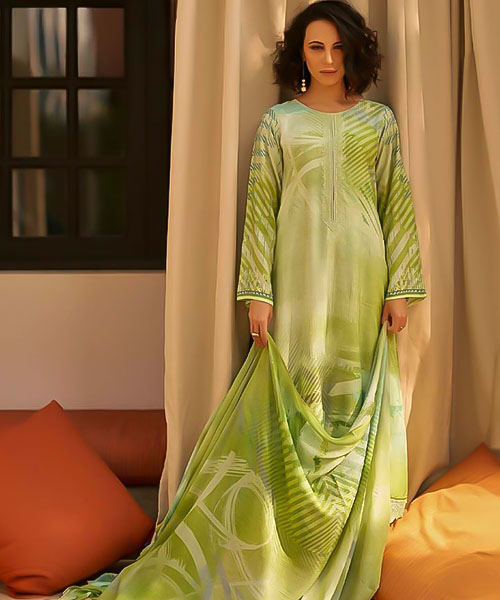 Green Muslin Silk Casual Wear Salwar Kameez in mumbai