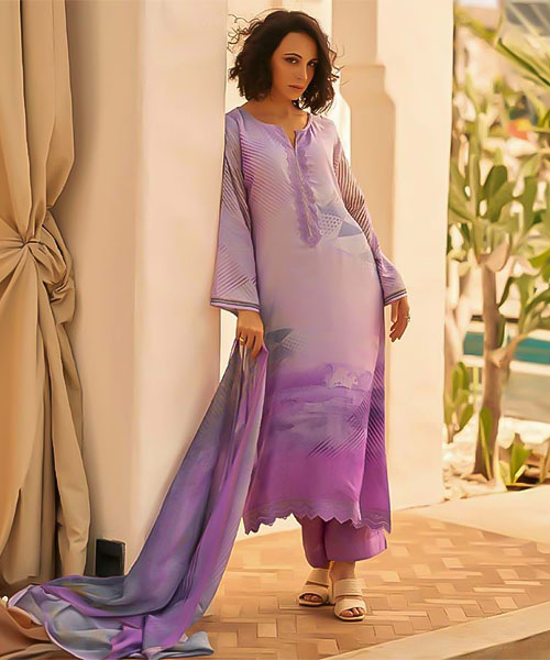 Purple  Muslin Silk Casual Wear Salwar Kameez in mumbai