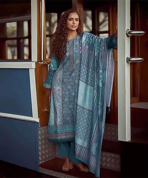 Blue Jam Cotton  Casual Wear Salwar Kameez