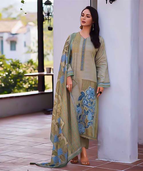 Green Jam Cotton Casual Wear Salwar Kameez