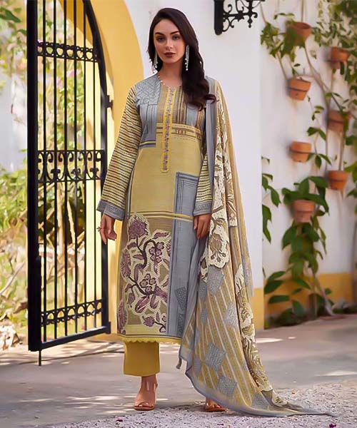 Green Jam Cotton Casual Wear Salwar Kameez