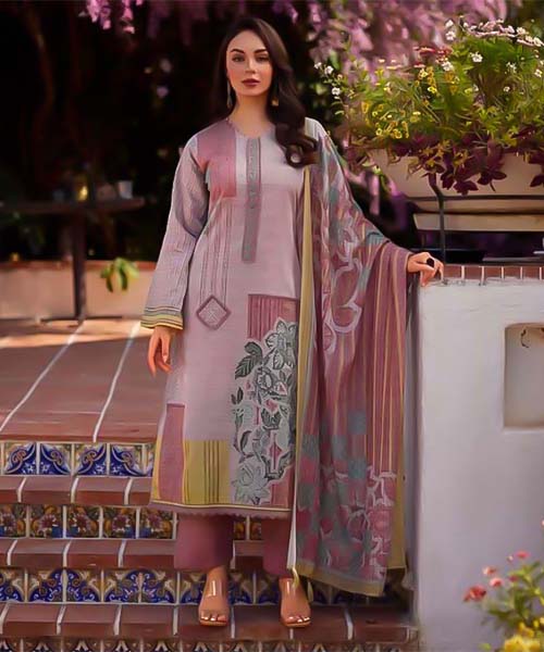 Pink  Jam Cotton Casual Wear Salwar Kameez