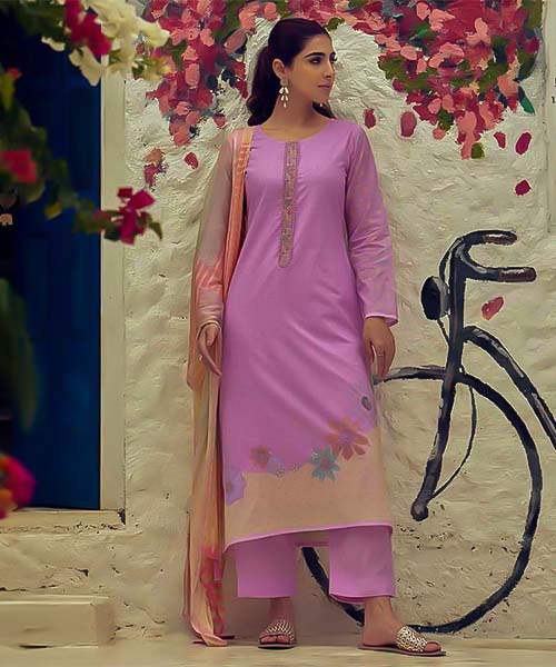 Pink  Lawn Cotton Casual Wear Salwar Kameez in delhi