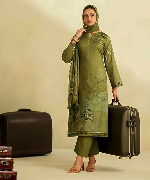 Green  Lawn Cotton Casual Wear Salwar Kameez