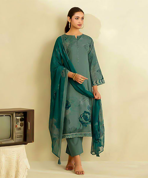Green  Lawn Cotton Casual Wear Salwar Kameez in bulgaria
