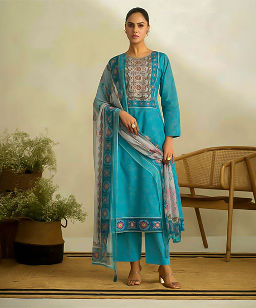 Blue Lawn Cotton Casual Wear Salwar Kameez in australia