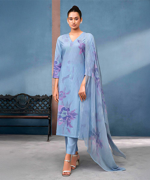 Blue  Cotton Lawn  Party Wear Salwar Kameez in india