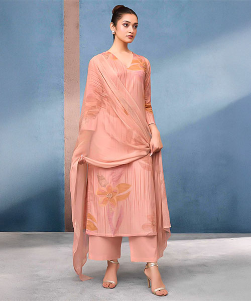 Salmon  Cotton Lawn  Party Wear Salwar Kameez in india