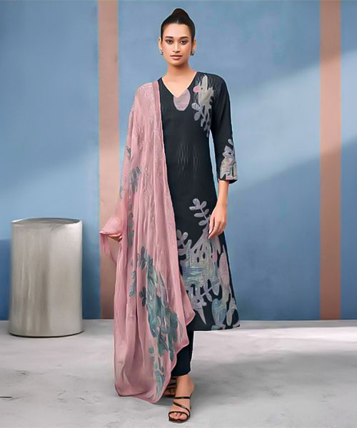 Black  Cotton Lawn  Party Wear Salwar Kameez in india
