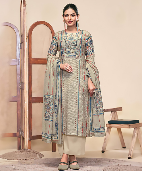 Grey Silk Partywear Suit