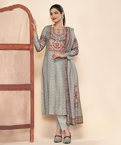 Grey Silk Partywear Suit