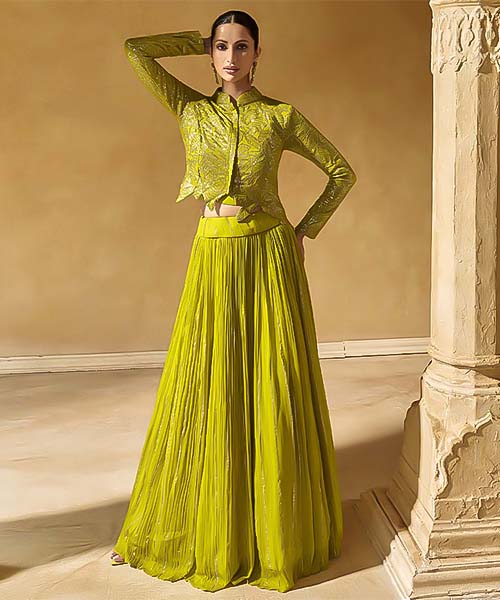 Green Chinon Party Wear Salwar Kameez in delhi