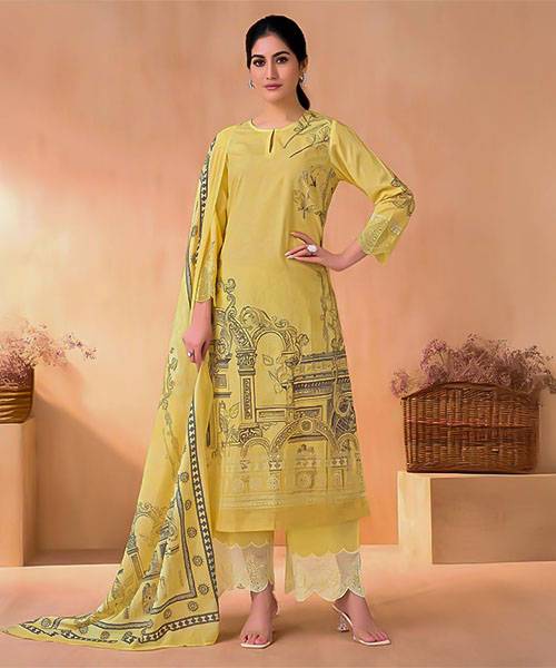 Yellow  Cotton Lawn  Party Wear Salwar Kameez in detroit