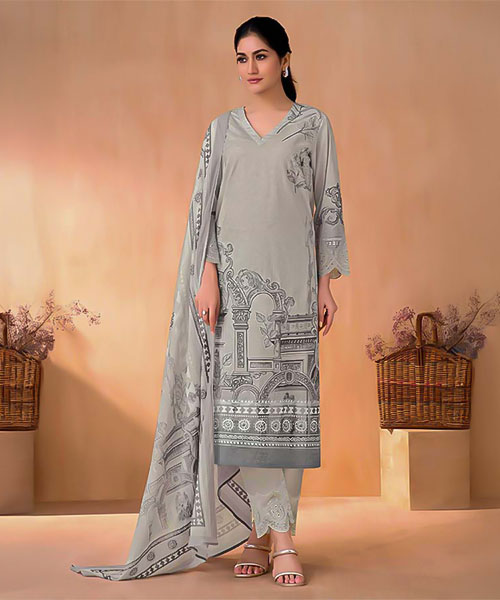 Grey Cotton Lawn  Party Wear Salwar Kameez in detroit
