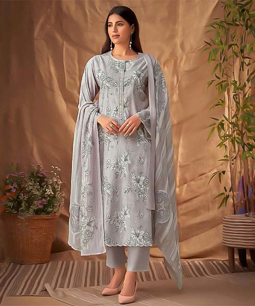 Grey Lawn Cotton Party Wear Salwar Kameez in newport